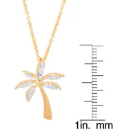 Diamond Accent Palm Tree Pendant 18" Necklace in Gold Plate