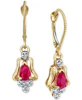 Ruby (1 ct. t.w.) & Diamond (1/10 ct. t.w.) Drop Earrings in 14k Gold