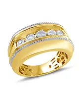 Men's Diamond Two-Tone Ring (1/5 ct. t.w.) Sterling Silver & 14k Gold-Plate