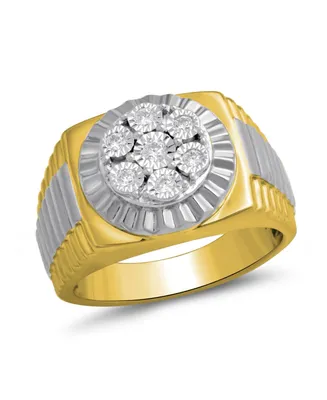 Men's Diamond Two-Tone Cluster Ring (1/5 ct. t.w.) Sterling Silver & 18k Gold-Plate