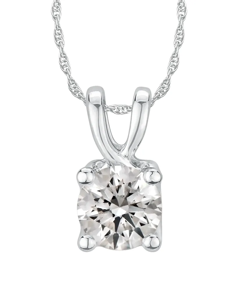 Gia Certified Diamond Solitaire 18" Pendant Necklace (1 1/2 ct. t.w.) in 14K White Gold