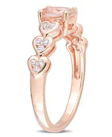 Morganite (3/4 ct. t.w.) and White Topaz (1/6 Rose Gold Plated Silver, Oval Heart Ring