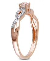 Morganite (1/6 ct. t.w.) and Diamond (1/10 Rose Gold Plated Silver, Infinity Ring