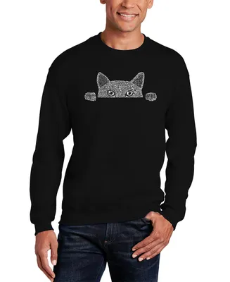 Men's Peeking Cat Word Art Crewneck Sweatshirt