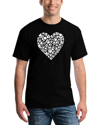 Men's Paw Prints Heart Word Art T-shirt