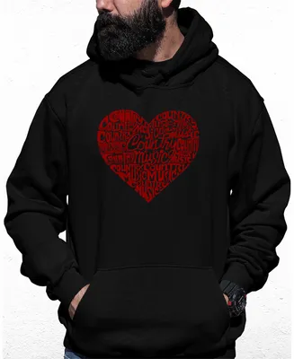 Men's Country Music Heart Word Art Hooded Sweatshirt