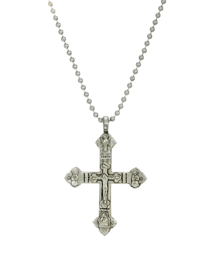 Silver Crucifix Necklace INRI Cross Large-B5165-NK