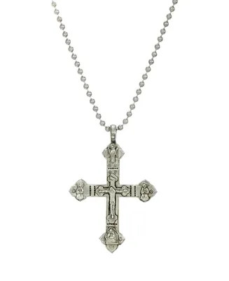 Men's Pewter Large Crucifix Necklace - Silver