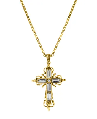 14K Gold Dipped Crystal Cross Necklace