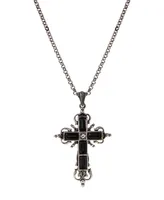 Silver-Tone Crystal Cross Necklace