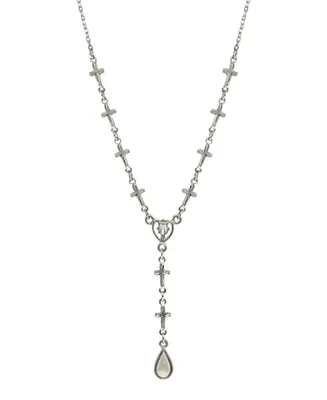 Silver-Tone Cross Chain Y-Necklace