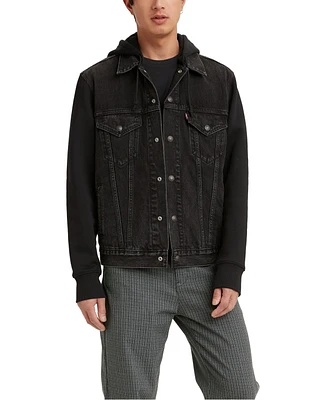 Levi's Men's Hybrid Hoodie Non-Stretch Denim Trucker Jacket