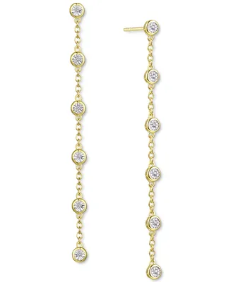 Diamond Bezel Linear Drop Earrings (1/10 ct. t.w.) in Sterling Silver, 14k Gold-Plated Sterling Silver or 14k Rose Gold-Plated Sterling Silver