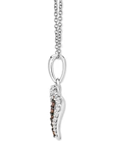 Le Vian Chocolate Diamond (1/5 ct. t.w.) & Nude Interlocking Heart 18" Pendant Necklace 14k Rose, Yellow or White Gold