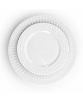 Elama Cara 16 Piece Round Porcelain Dinnerware Set in White