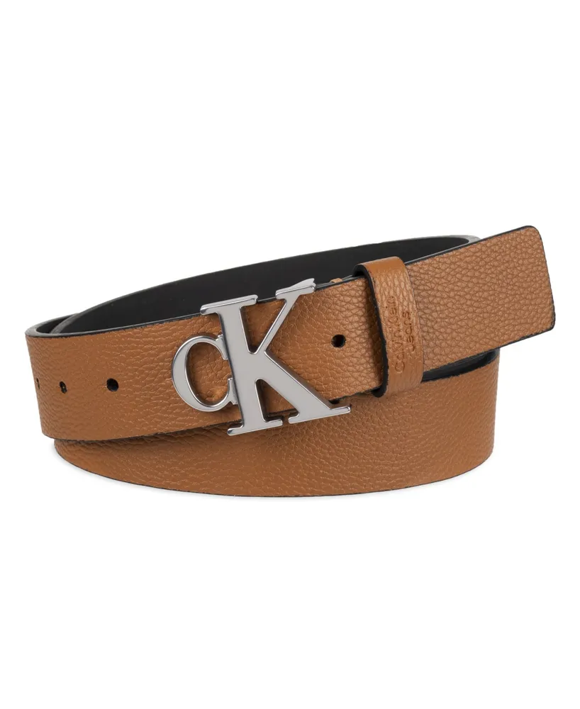 Calvin Klein Men's Logo Plaque Buckle Fashion Jean Belt
