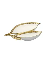 Classic Touch Porcelain Leaf Relish Dish with Rim