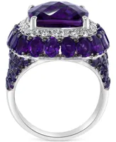 Effy Amethyst (12 ct. t.w.) & White Topaz (5/8 ct. t.w.) Statement Ring in Sterling Silver