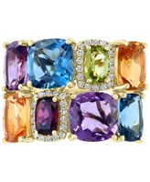 Effy Multi-Gemstone (12-1/8 ct. t.w.) & Diamond (1/6 ct. t.w.) Statement Ring in 14k Gold