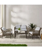 Haven Outdoor Wicker Conversation Set, 4 Piece