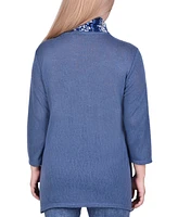 Women's Cardigan with Inset and Detachable Printed Scarf