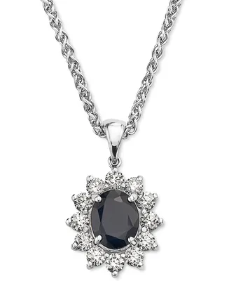 Effy Sapphire (2-7/8 ct. t.w.) & Diamond (1-3/8 ct. t.w.) 18" Pendant Necklace in 14k White Gold