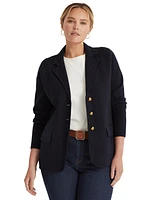 Lauren Ralph Women's Plus Combed Cotton Single-Breasted Blazer