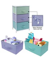 Sorbus Nightstand with 3 Drawers - Steel Frame, Wood Top & Easy Pull Fabric Bins - Perfect for Home, Bedroom