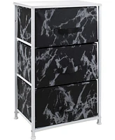 Sorbus Nightstand with 3 Drawers - Steel Frame, Wood Top & Easy Pull Fabric Bins - Perfect for Home, Bedroom