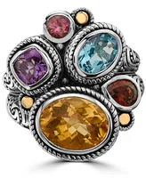 Effy Multi-Gemstone Statement Ring (4-3/4 ct. t.w.) in Sterling Silver & 18k Gold