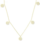 Cubic Zirconia Cluster Disc Dangle 17" Statement Necklace Sterling Silver (Also 14k Gold Over Silver)