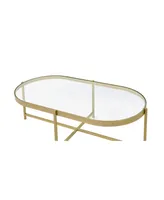 Acme Furniture Carrot Coffee Table - Clear Glass and Gold