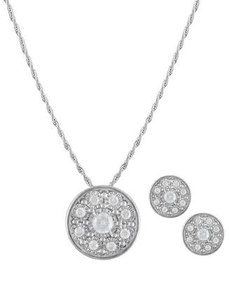 2-Pc. Set Diamond Circle Pendant Necklace & Matching Stud Earrings (3/8 ct. t.w.) in Sterling Silver