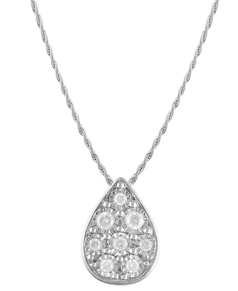 2-Pc. Set Diamond Teardrop Pendant Necklace & Matching Stud Earrings (3/8 ct. t.w.) in Sterling Silver