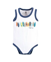 Hudson Baby Baby Boys Cotton Sleeveless Bodysuits, Surfer Dude, 5-Pack