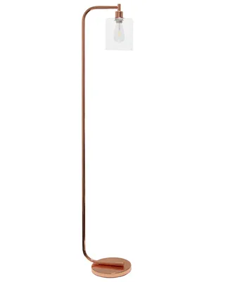 Simple Designs Antique Style Industrial Iron Lantern Floor Lamp with Glass Shade - Rose Gold