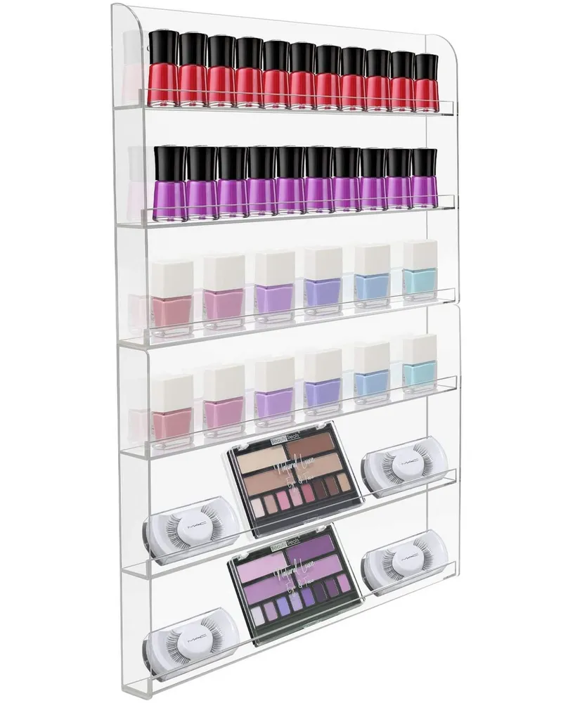 Sorbus 6-Tier Clear Acrylic Nail Polish Wall Rack Display Holder - Stylish Organizer - Holds up to 90 Nail Polish Bottles