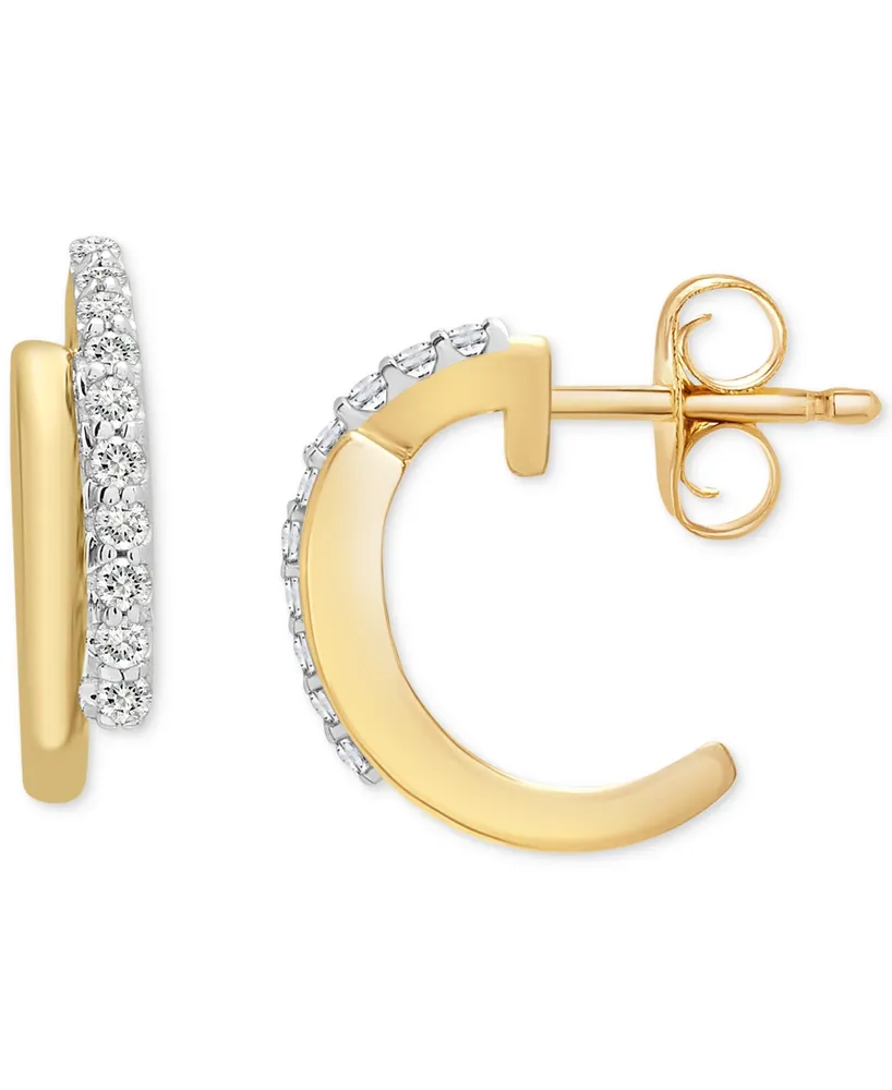 Wrapped Diamond Huggie Hoop Earrings (1/10 ct. t.w.) in 14k Gold, Created for Macy's