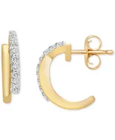 Wrapped Diamond Huggie Hoop Earrings (1/10 ct. t.w.) in 14k Gold, Created for Macy's