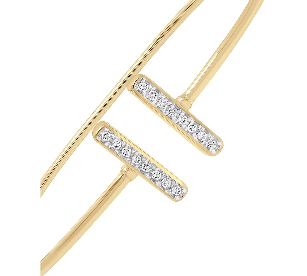 Wrapped Diamond Bar Cuff Bangle Bracelet (1/10 ct. t.w.) in 14k Gold, Created for Macy's