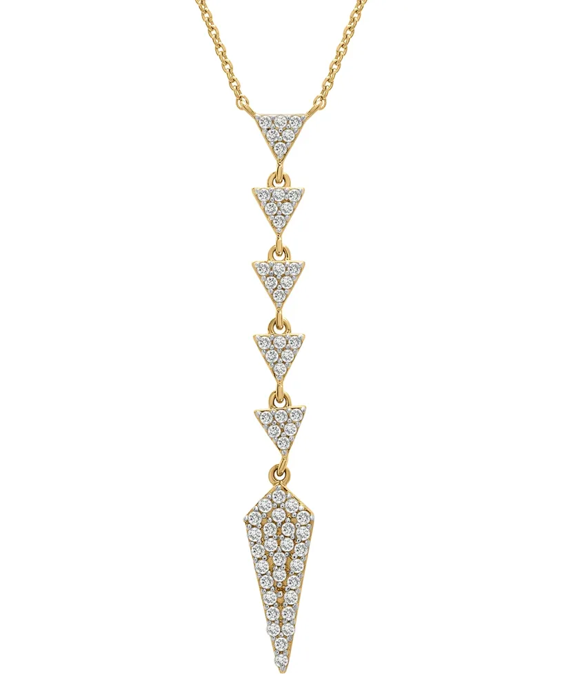 Wrapped Diamond Triangle Lariat Necklace (1/3 ct. t.w.) in 14k Gold, 16" + 2" extender, Created for Macy's