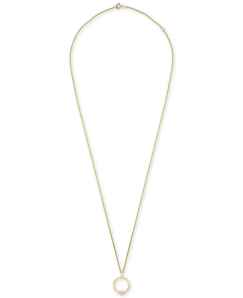 Wrapped Diamond Circle Pendant Necklace (1/10 ct. t.w.) in 14k Gold, 18" + 2" extender, Created for Macy's