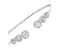 Wrapped Diamond Multi-Halo Cuff Bangle Bracelet (1/4 ct. t.w.) in Sterling Silver, Created for Macy's