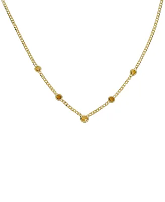 Citrine Bezel 18" Statement Necklace (3 ct. t.w.) 14k Gold-Plated Sterling Silver