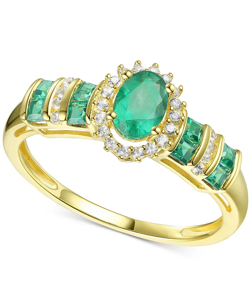 Sapphire (1 ct. t.w.) & Diamond (1/8 Ring (Also Emerald Ruby) 14k Gold