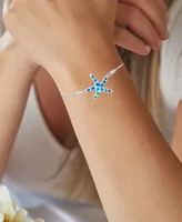 Lab-Created Blue Opal Starfish Bolo Bracelet in Sterling Silver