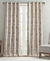 SunSmart Amelia Knitted Jacquard Paisley Total Blackout Grommet Top Curtain Panel, Single Curtain with Privacy Lining for Bedroom and Living Room