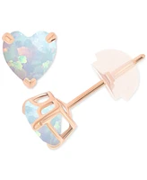 Lab-Grown Opal Heart Stud Earrings (3/8 ct. t.w.) Sterling Silver