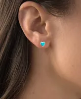 Lab-Created Blue Opal Heart Stud Earrings in Sterling Silver
