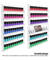 Sorbus 6-Tier Clear Acrylic Nail Polish Wall Rack Display Holder - Stylish Organizer - Holds up to 90 Nail Polish Bottles